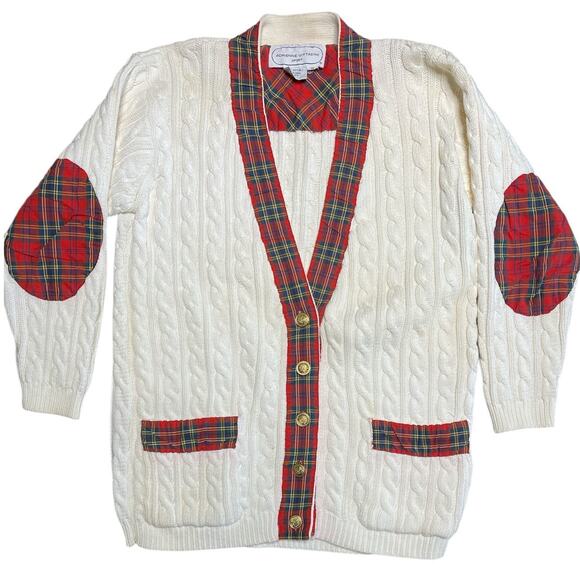 Adrienne Vittadini Sport Vintage Cream Cable Cardigan Sweater S - Picture 1 of 9